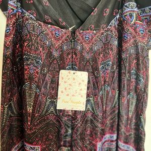 NWT Free People Jumpsuit - Sz 12 full length, multi color satin material